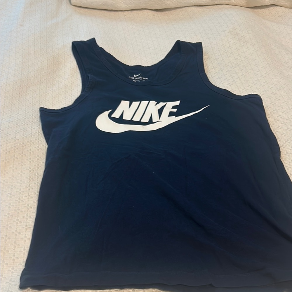 Nike Dark Blue Sleeveless Top with White Logo